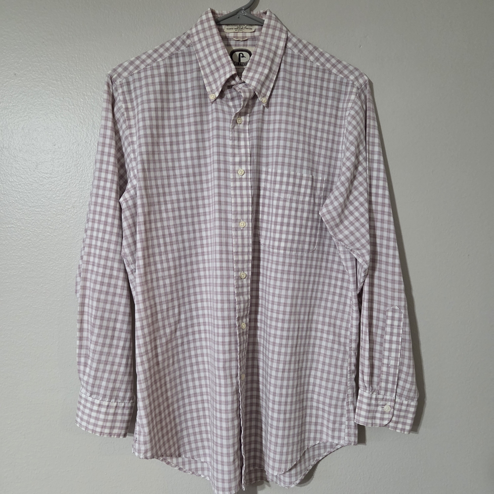 Bert Pulitzer Dress Shirt Mens Size 15.5 Checkered Long Sleeve 32